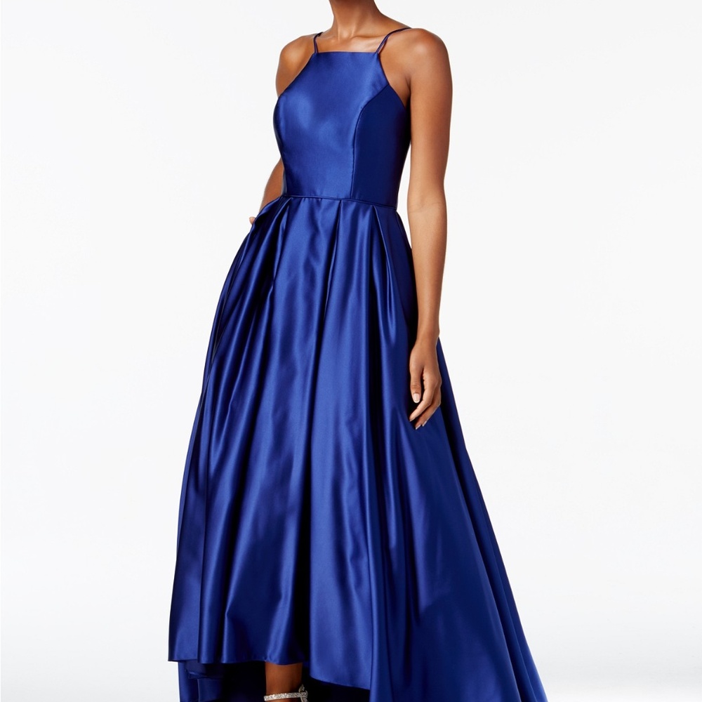 Betsy & Adam High-Low Satin Gown Royal Size 4 - Picture 1 of 3
